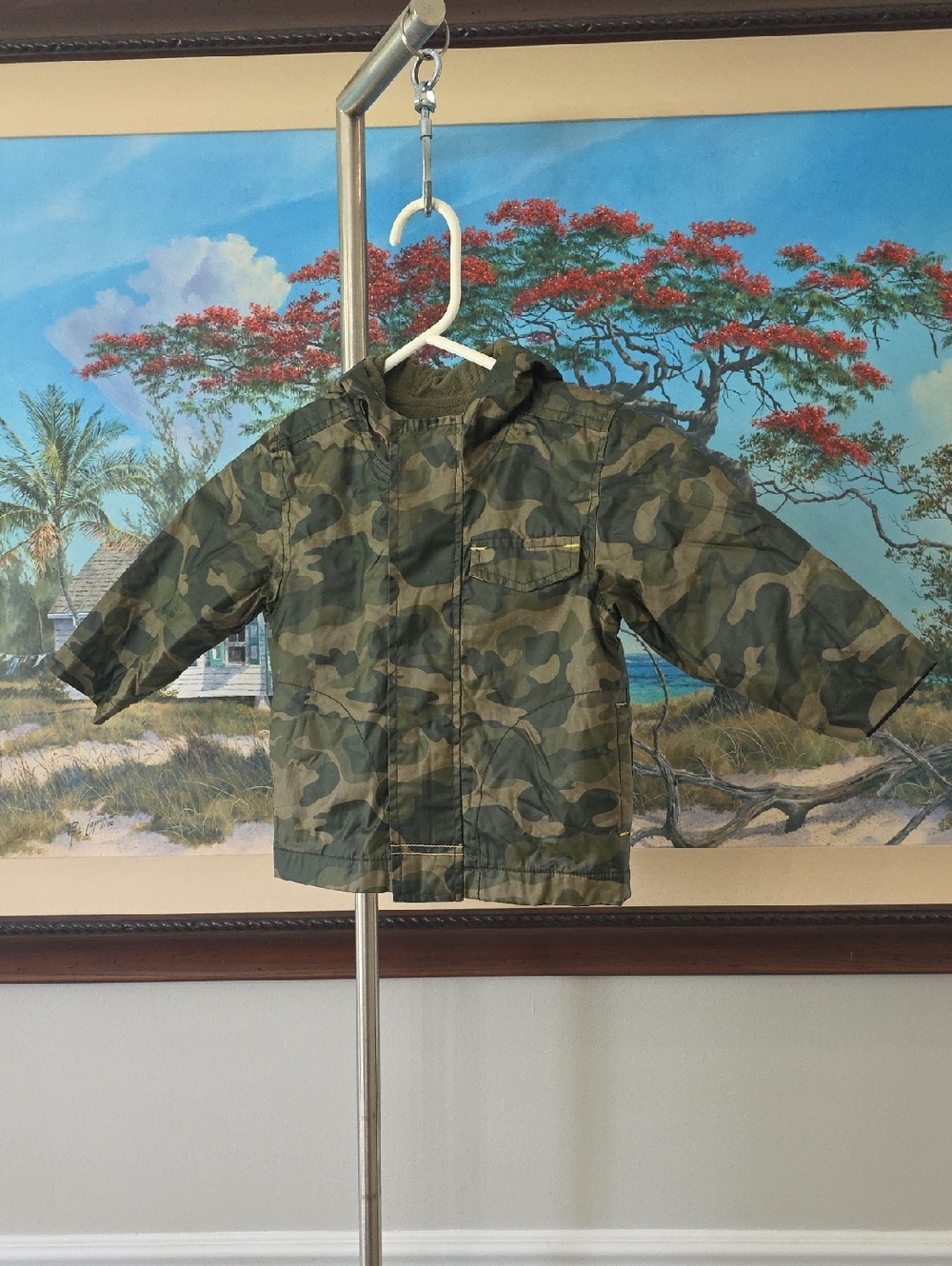 Old Navy Kids Green Camouflage Hooded Jacket